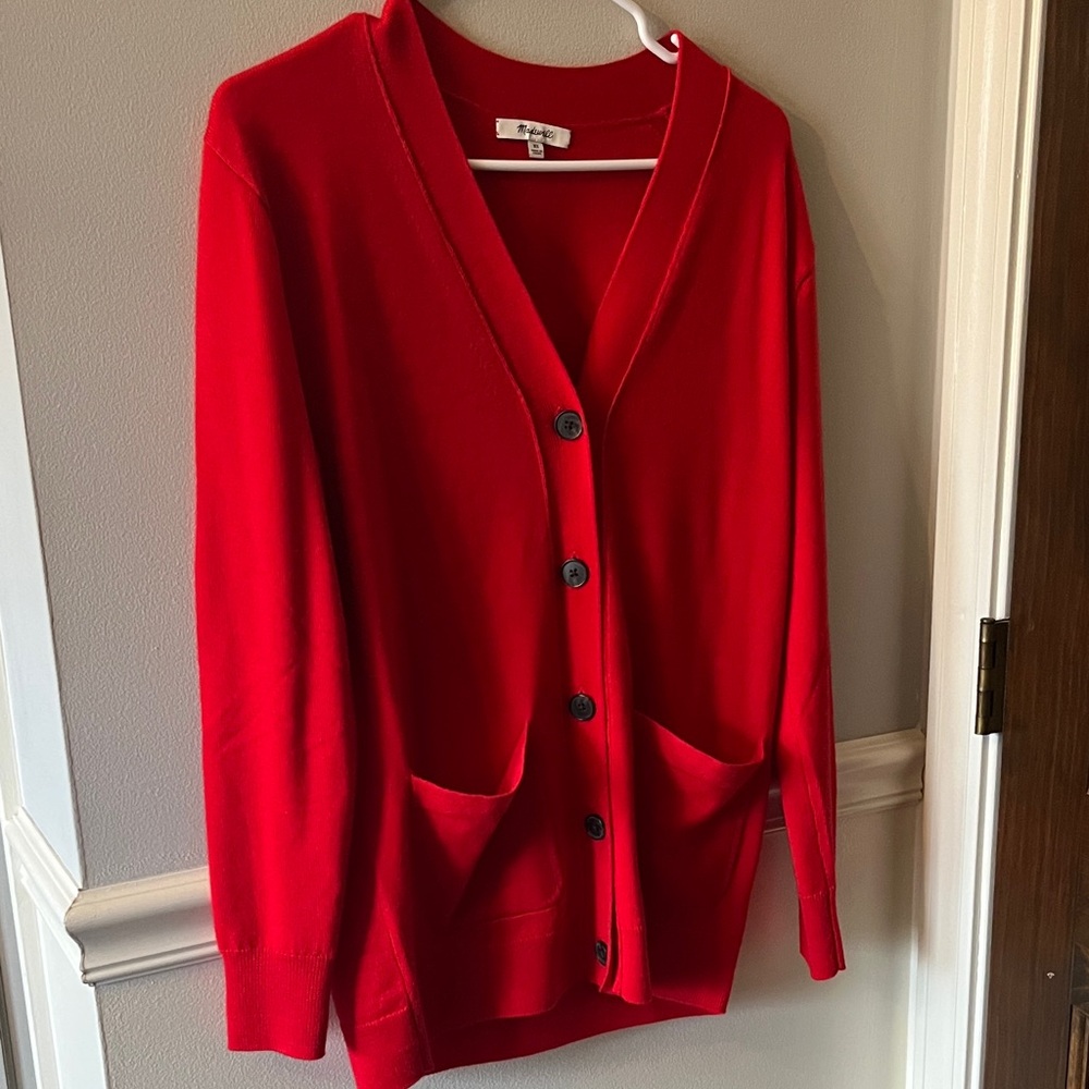 Madewell Vivid Red Cardigan Sweater